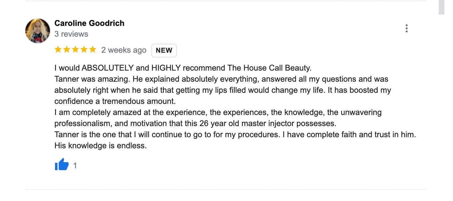 "I would ABSOLUTELY and HIGHLY recommend The House Call Beauty..."