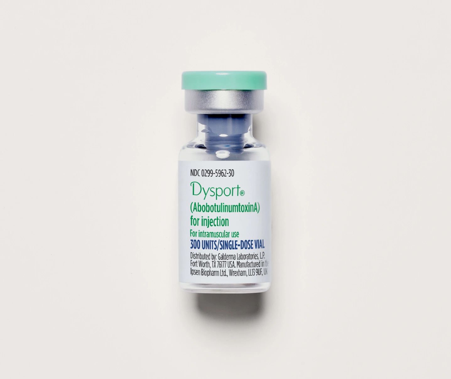 A vial of Dysport injection for intramuscular use.