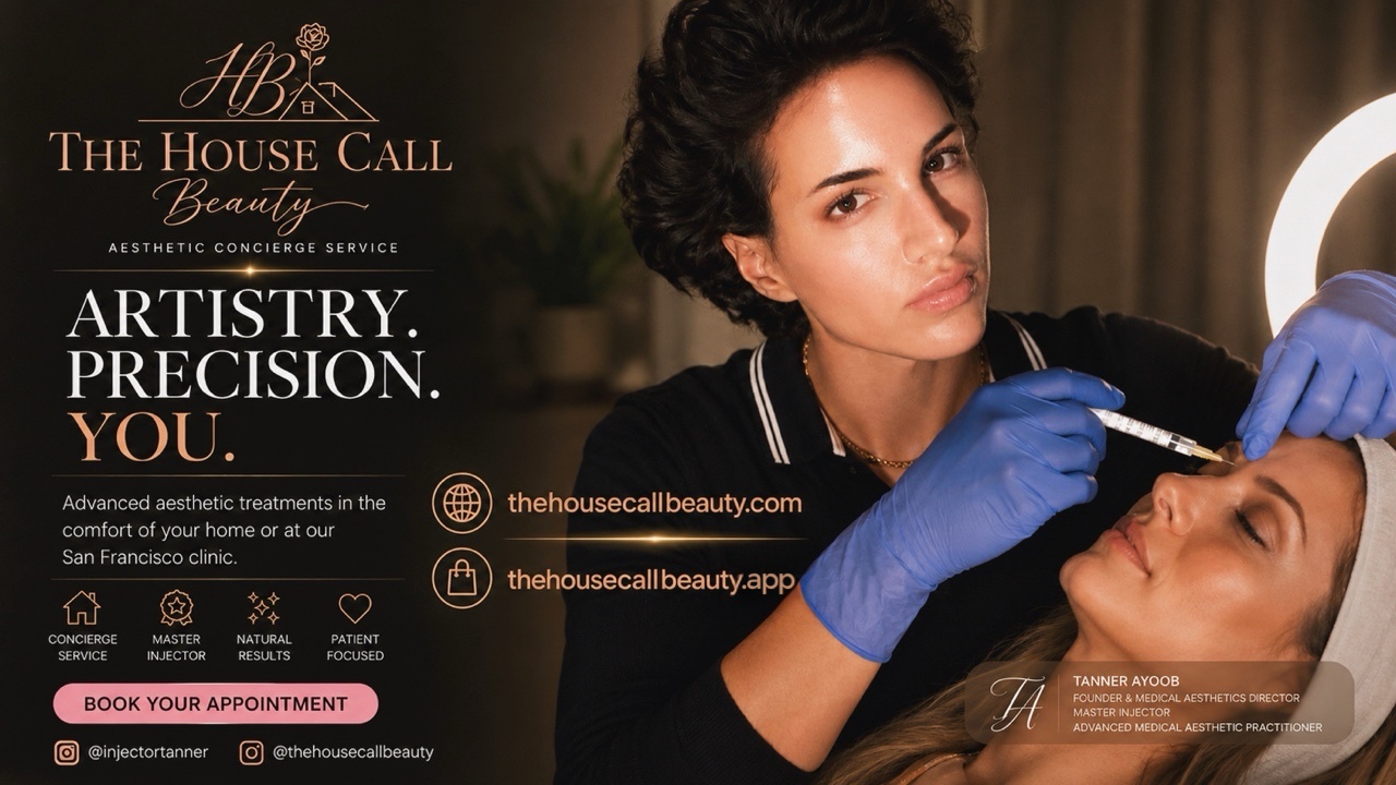 The House Call Beauty. Artistry. Precision. You. Tanner Ayoob performing an aesthetic treatment.